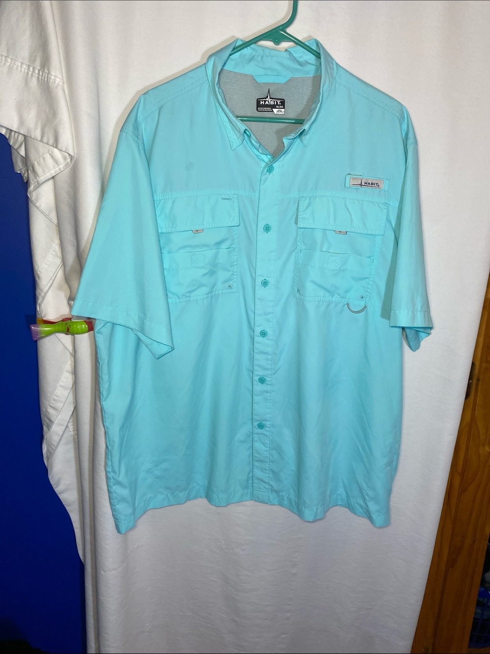 Habit Button Down Mens Aruba Blue Shirt Size XL GUC